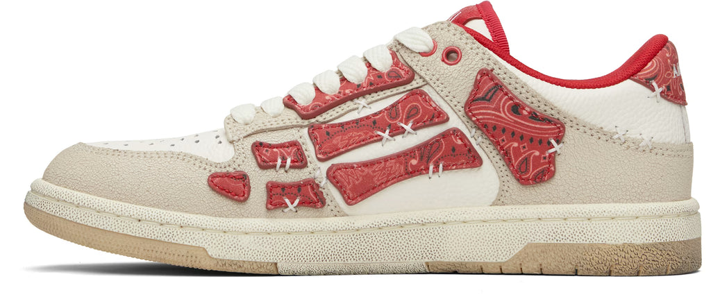Red & White Bandana Skel Top Low Sneakers