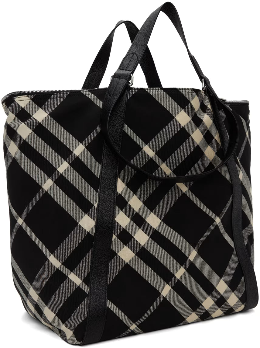 Burberry Black & Beige Large Field Tote