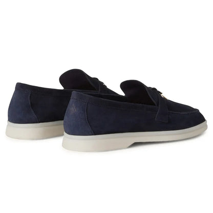 Loro Piana Summer Charms Suede Argo Blue Melange Loafers
