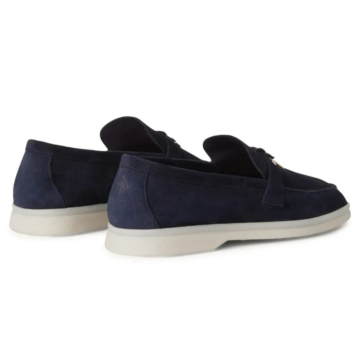Loro Piana Summer Charms Suede Argo Blue Melange Loafers