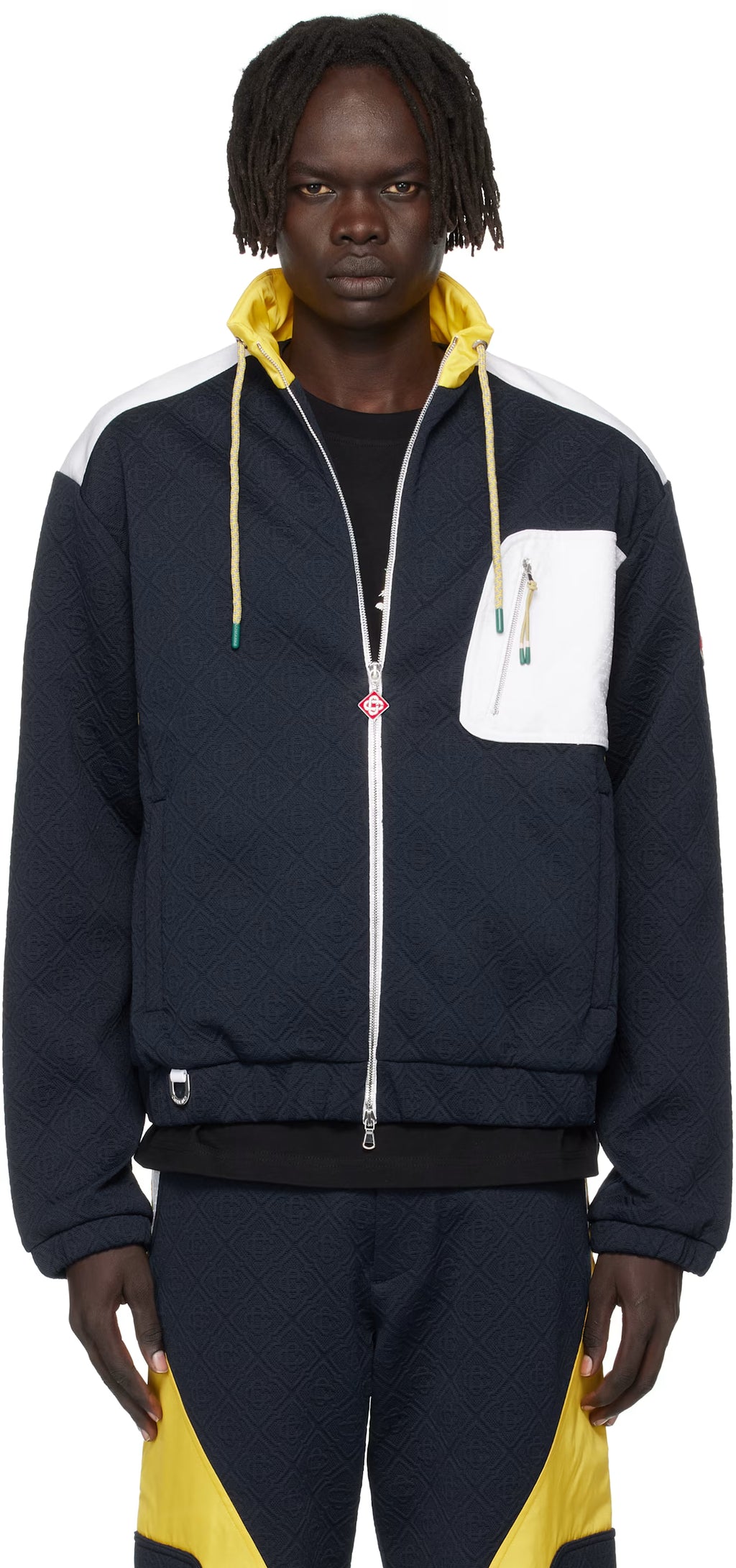 Navy Jacquard Nylon Jacket