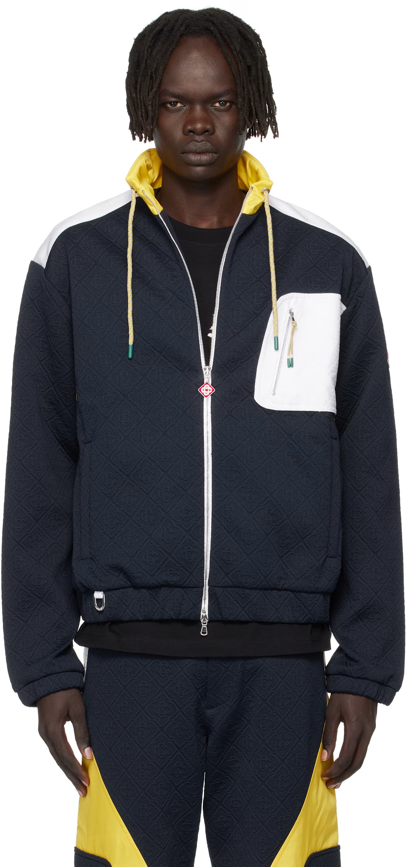 Navy Jacquard Nylon Jacket