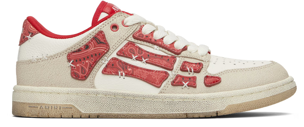 Red & White Bandana Skel Top Low Sneakers