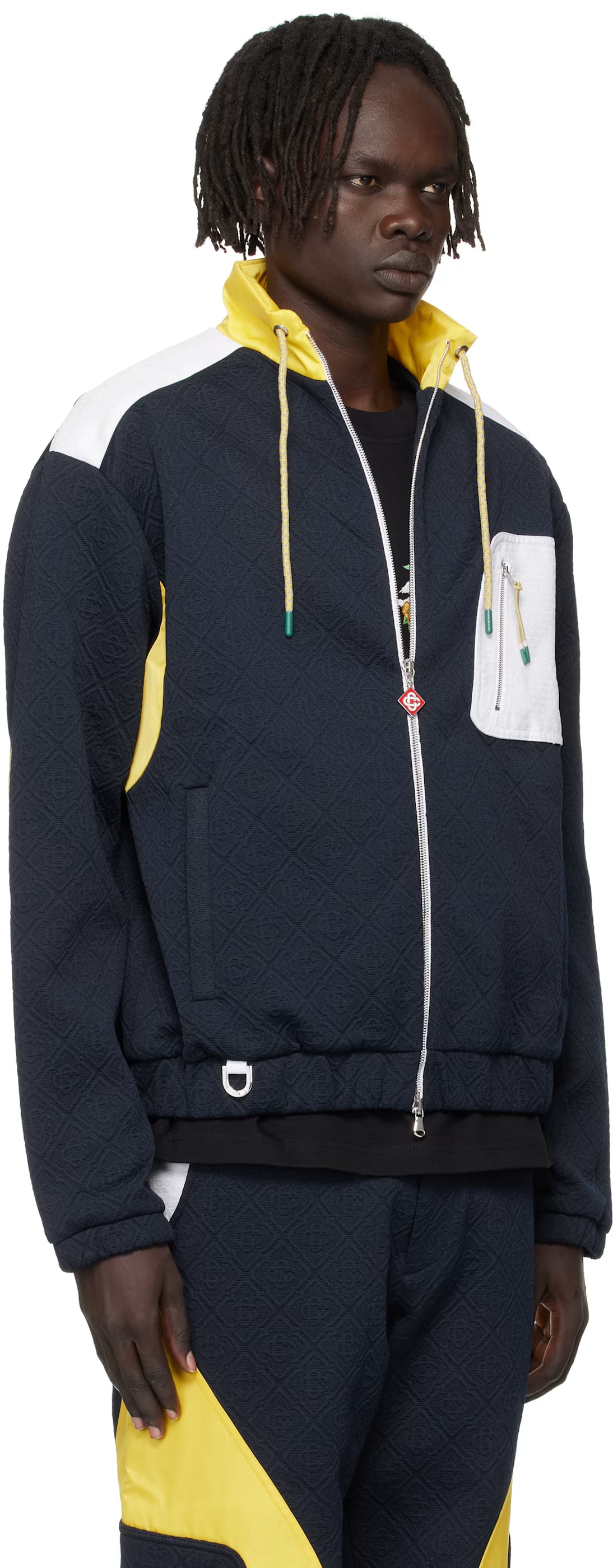 Navy Jacquard Nylon Jacket