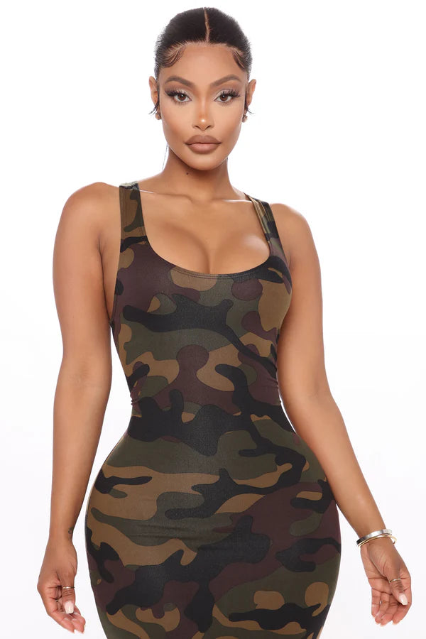 Day Out Printed Midi Dress - Camouflage