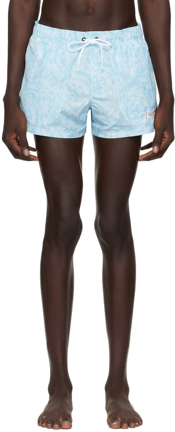 Versace Underwear Blue Barocco Swim Shorts