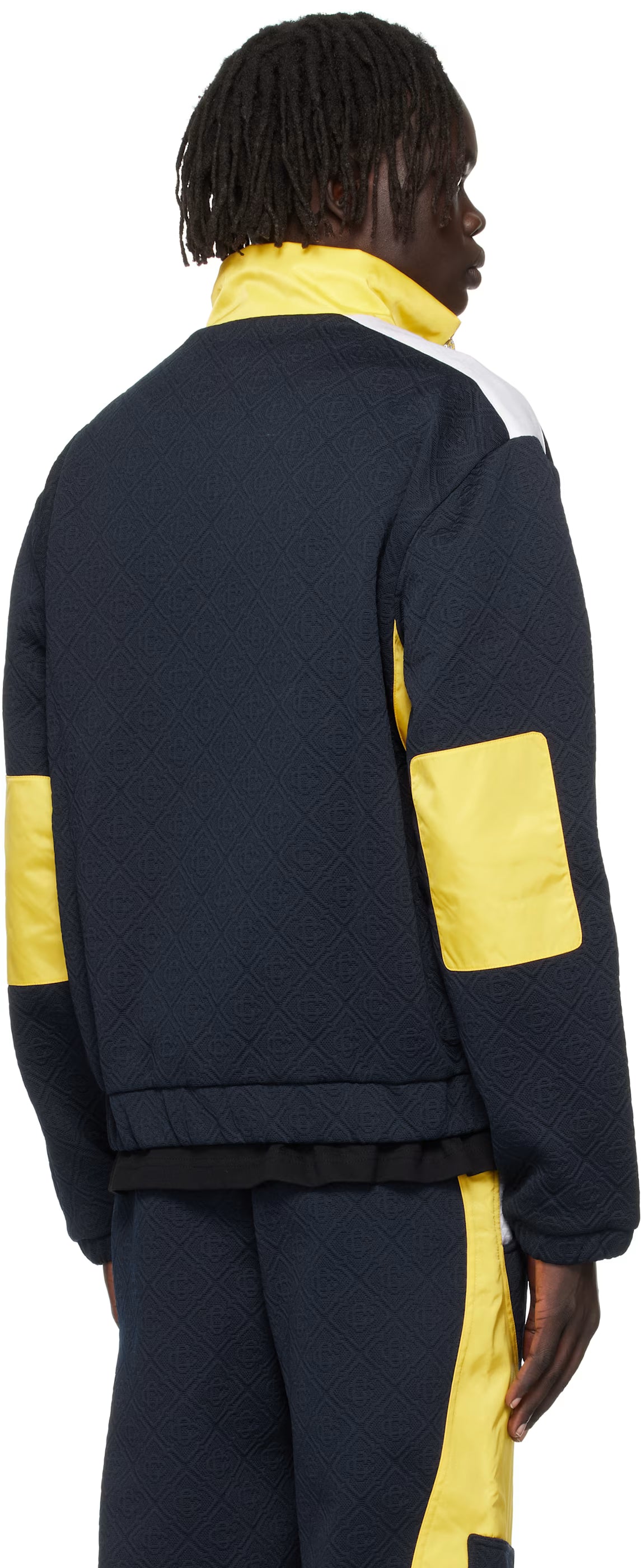 Navy Jacquard Nylon Jacket