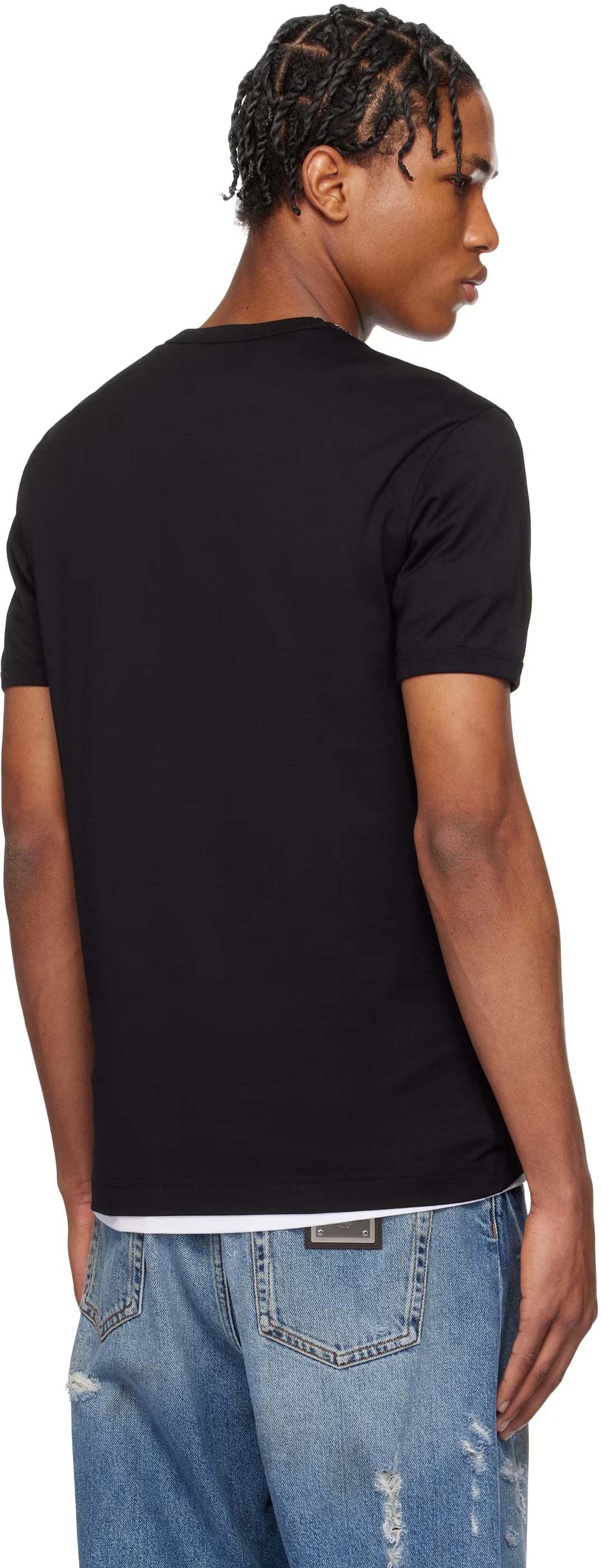 Dolce&Gabbana Black Cotton Heraldic Patch T-shirt