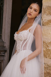 Leone white ultra long soft tulle veil