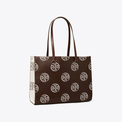 T Monogram Contrast Embossed Tote