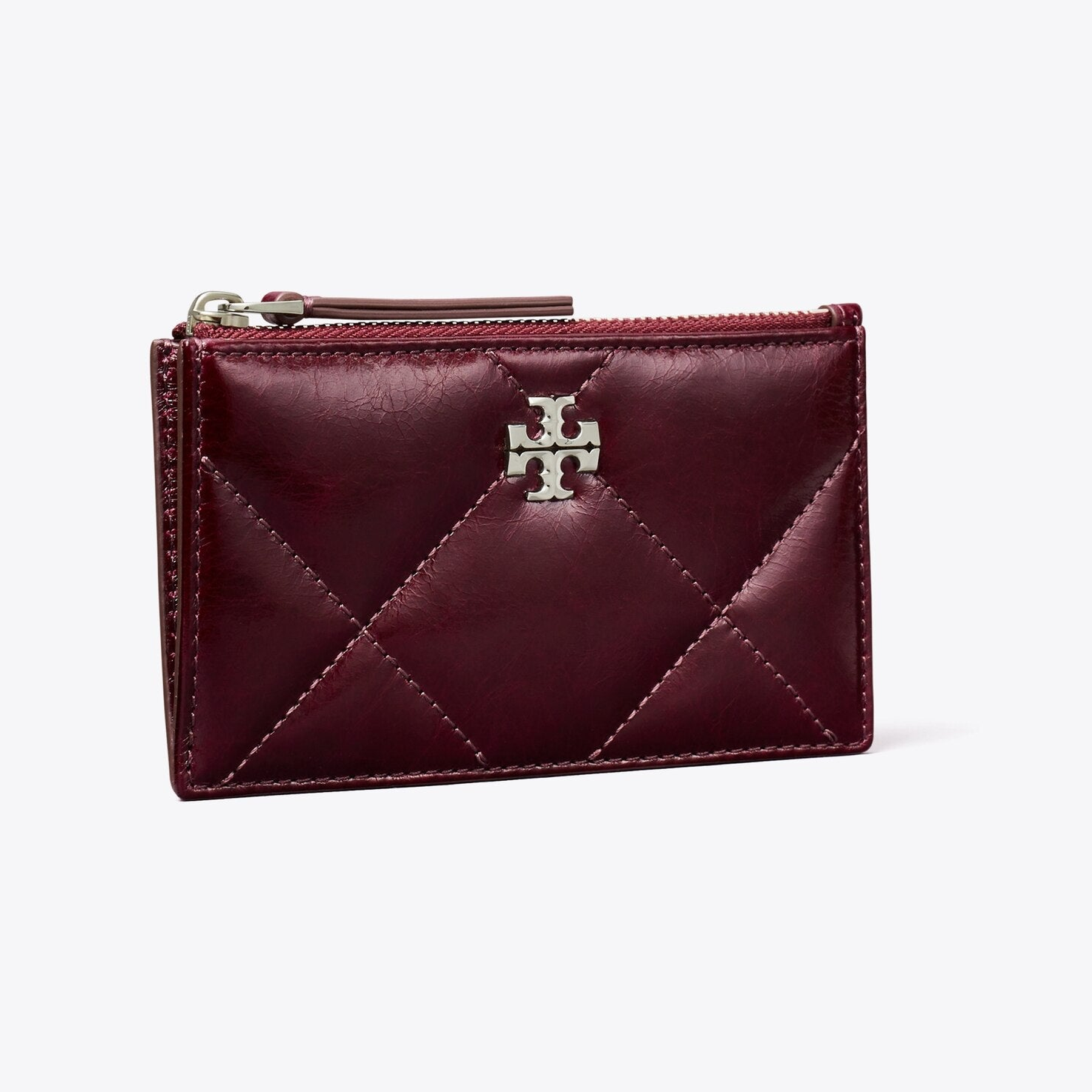 Kira Diamond Quilt Distressed Zip Card Case