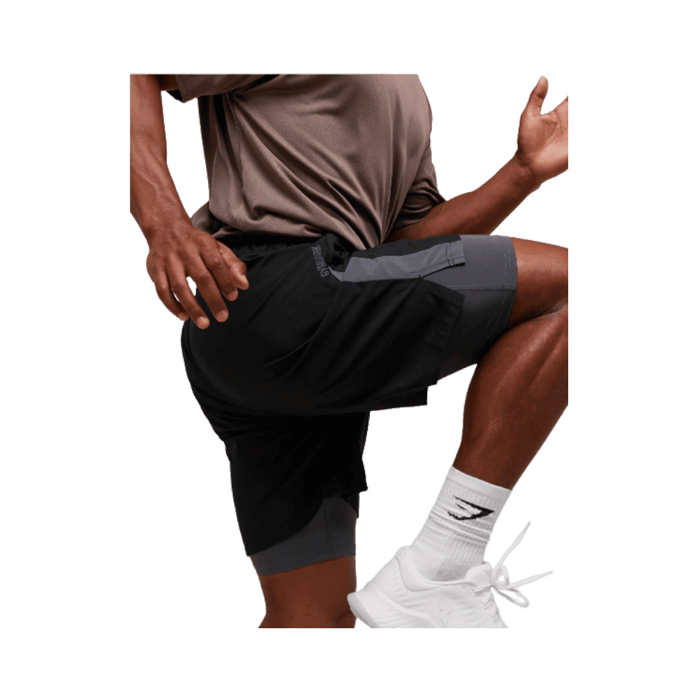 Gymshark Sport 7" 2 in 1 Shorts Black/Dark Grey