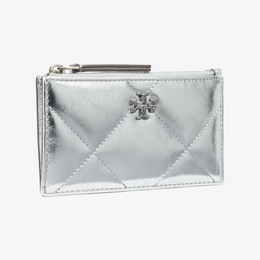 Kira Diamond Quilt Metallic Zip Card Case