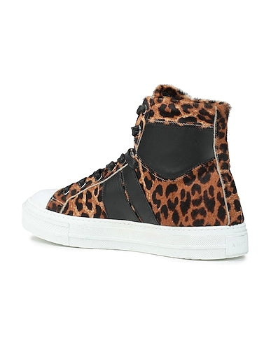 Amiri Leopard Print High-Top Sneakers with Black Leather Accents