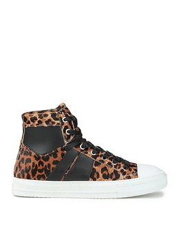 Amiri Leopard Print High-Top Sneakers with Black Leather Accents