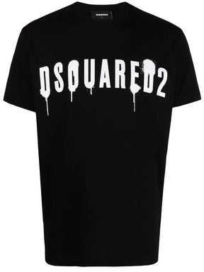 Dsquared2 Graffiti-print Paint Cotton T-shirt in Black