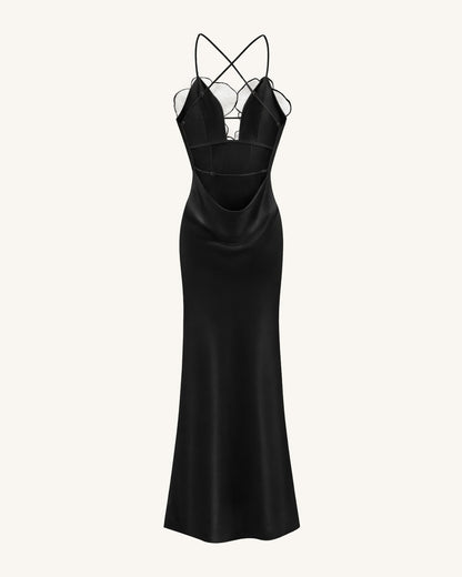 Orchid Embroidered Dress – Black/White