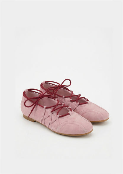 Iria Lace-Up Ballet Flats - Dark Grey