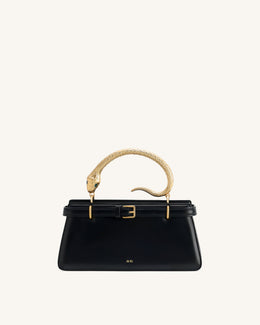 Elena Snake Handle Top Handle Bag - Black
