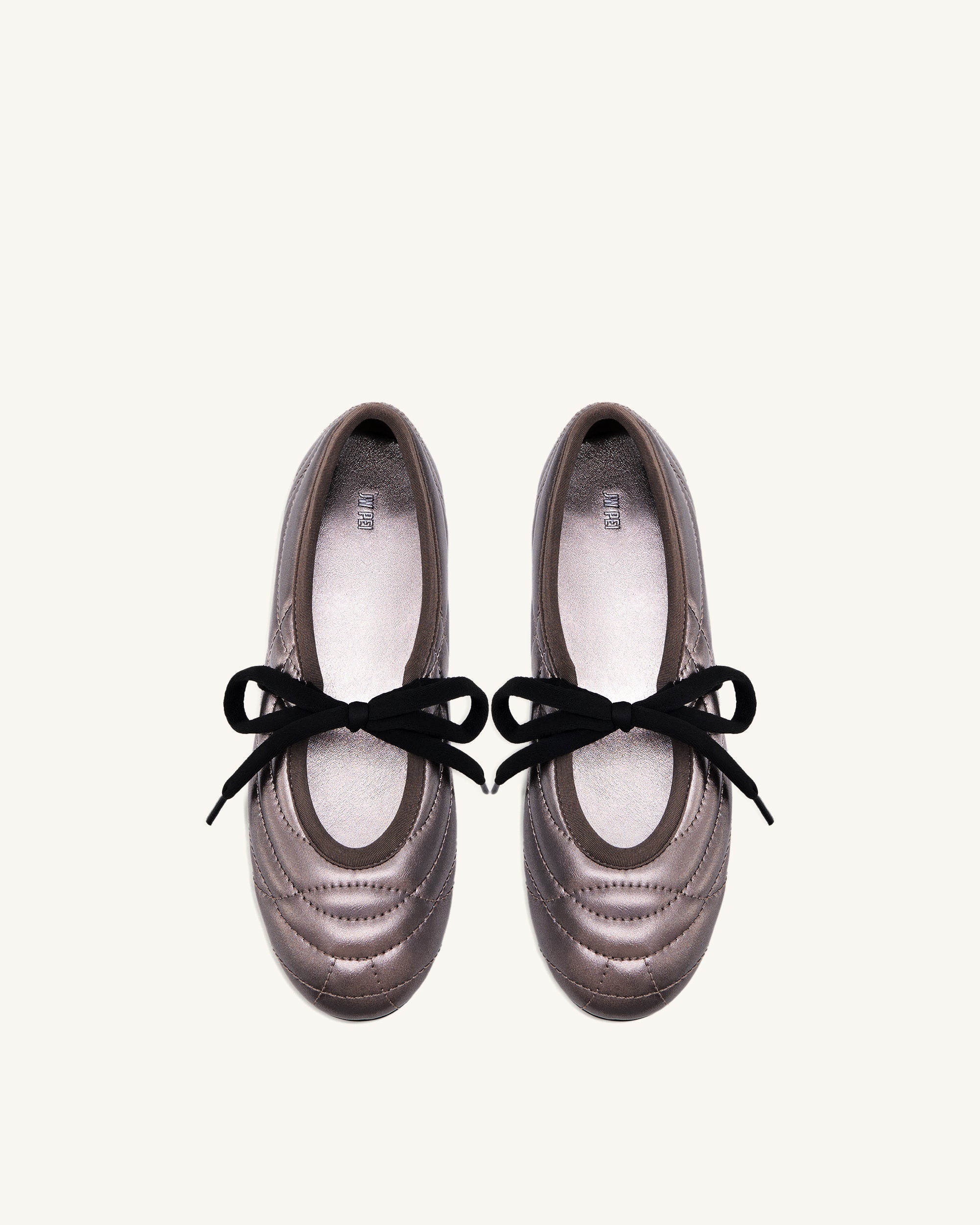 Erika Topstitching Lace-up Ballet Flats - Dark Brown