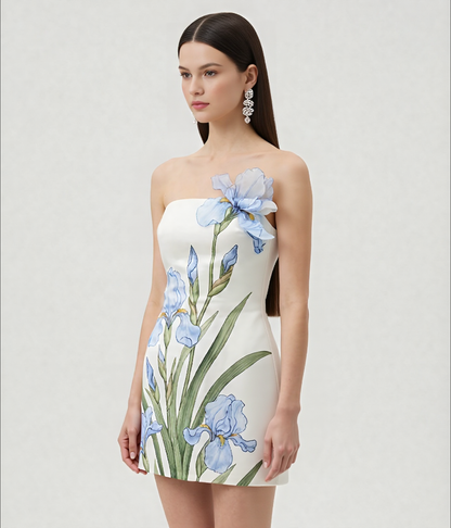 Floral Printed Mini Dress - Yellow