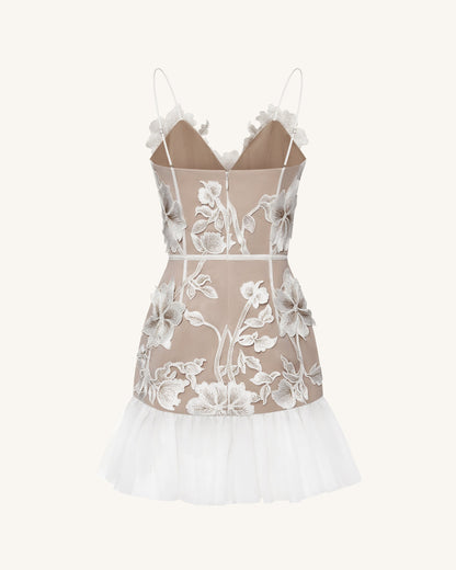 Floral Sling Mini Dress - Rose Pink