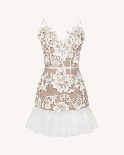 Floral Sling Mini Dress - Rose Pink