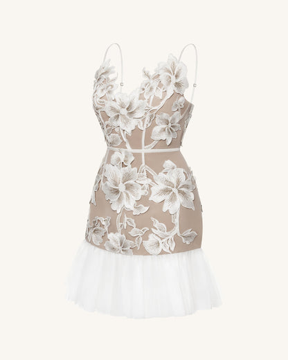 Floral Sling Mini Dress - Rose Pink