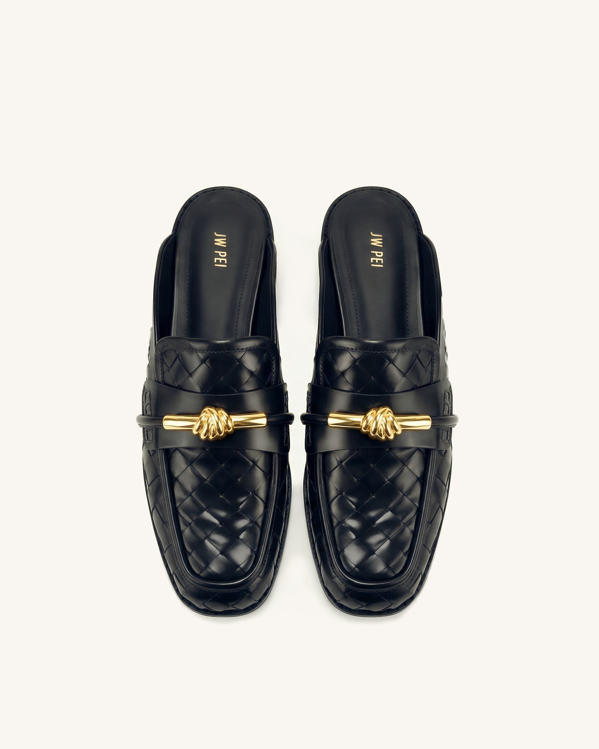 Elowen Woven Horsebit Mule Loafers - Khaki