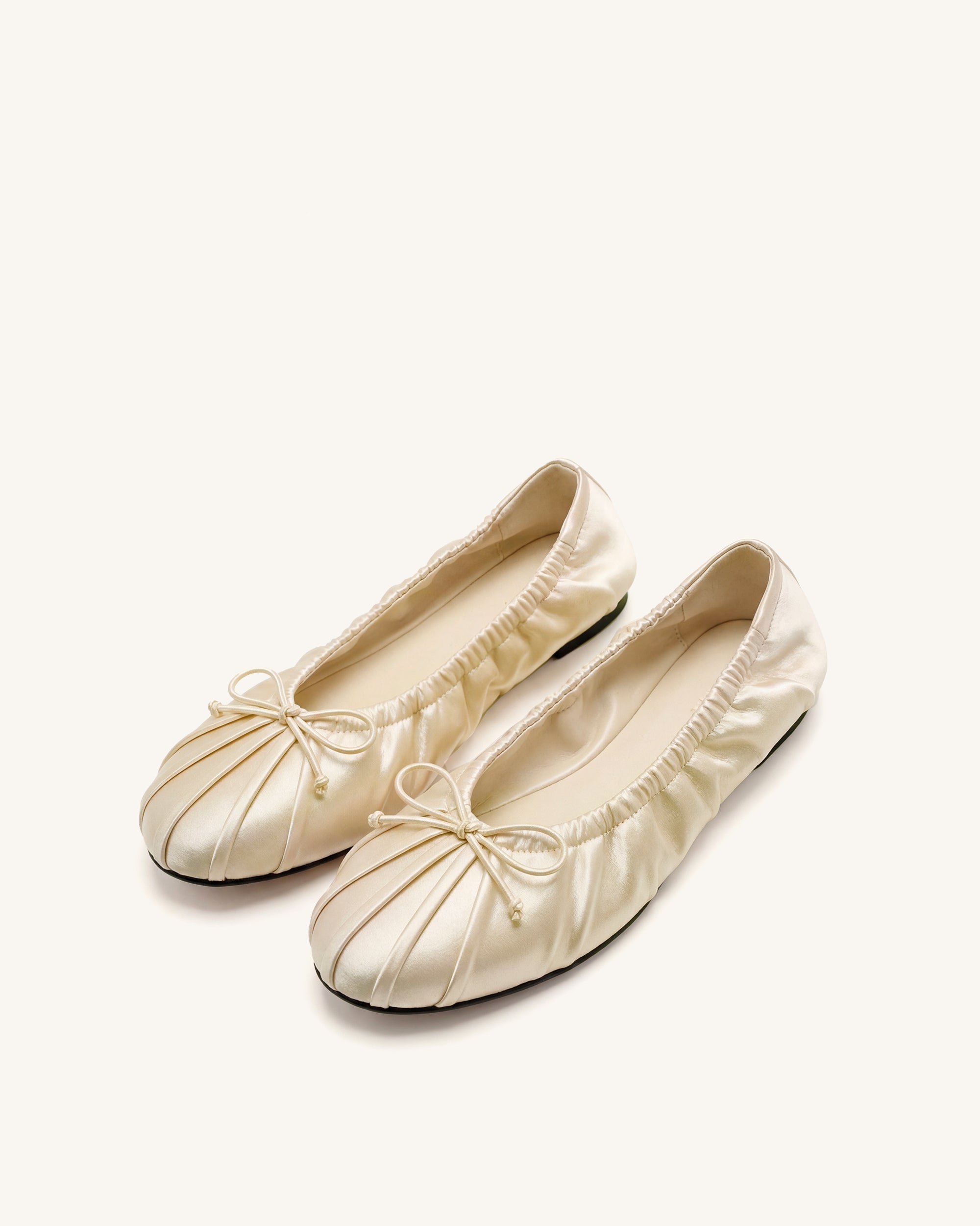 Solenne Ruched Drawstring Satin Ballet Flats - Blue