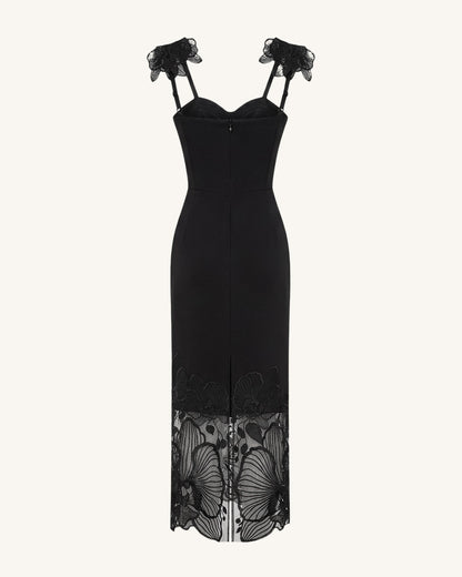 Orchid Embroidered Corset Dress - Black