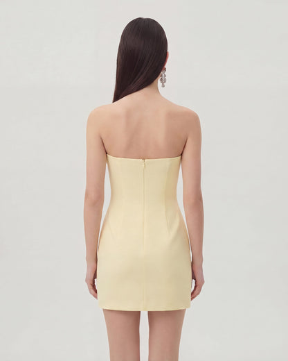 Floral Printed Mini Dress - Yellow