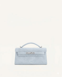 Noor Faux Suede Top Handle Bag - Blue