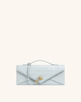 Celeste Envelope Top Handle Bag - Light Blue Croc