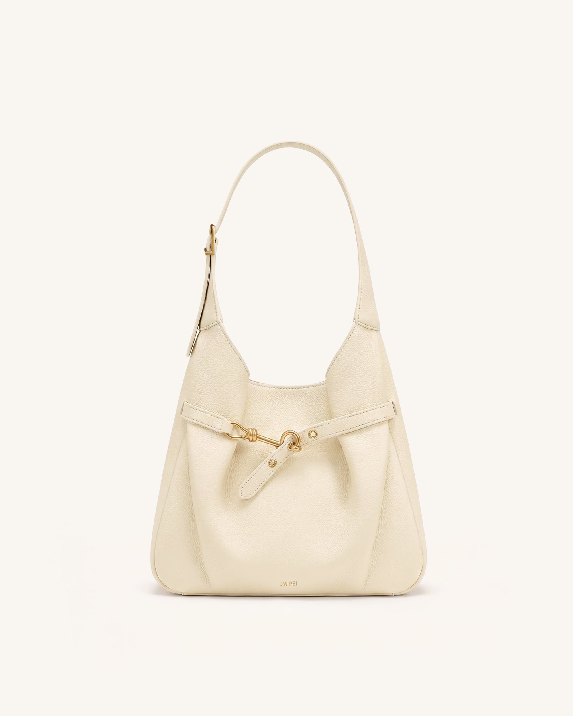 Alina Pebbled Hobo Bag - White