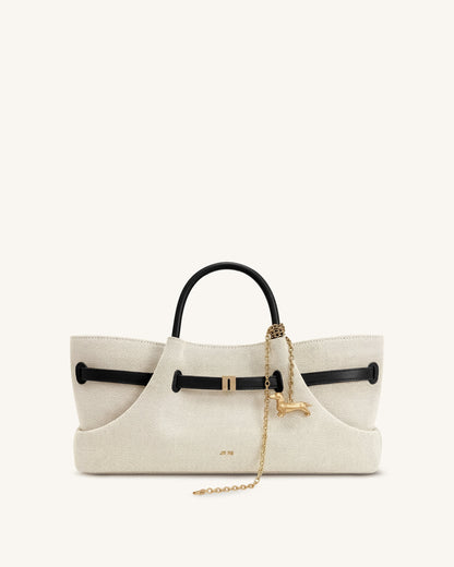 Maeve Dachshund Metal Charm Tote Bag - Ivory Croc