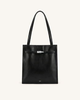 Noelle Belted Tote Bag - Black