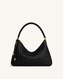 Lorena Woven Shoulder Bag - Black
