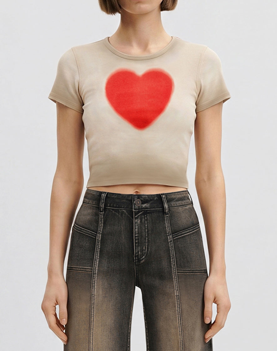 The Shrunken Faded Love T-shirt - Washed Black