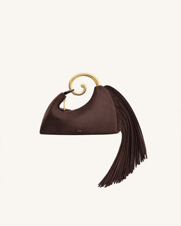 Nell Fringe Hardware Top Handle Bag - Deep Brown