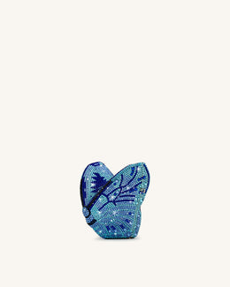 Paisley Crystal Butterfly Clutch - Blue