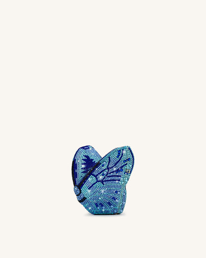 Paisley Crystal Butterfly Clutch - Blue