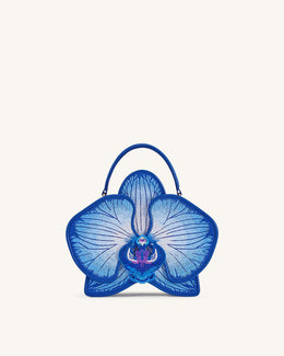 Flora Orchid Shaped Top Handle Bag - Blue