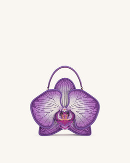 Flora Orchid Shaped Top Handle Bag - Purple