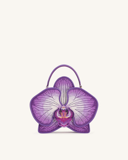 Flora Orchid Shaped Top Handle Bag - Purple