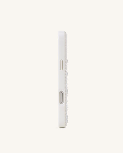 Butterfly Pearl Embellished Phone Case - White