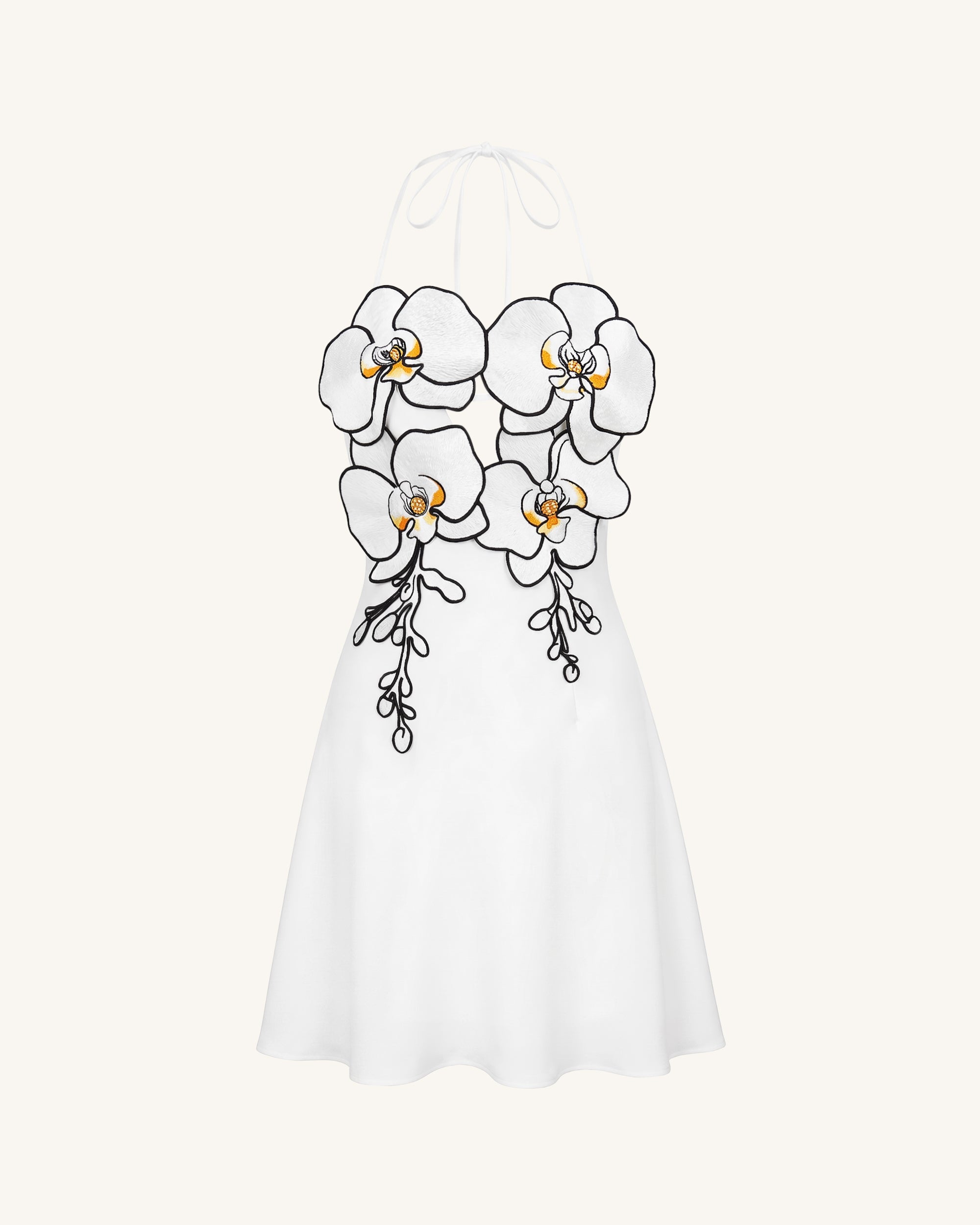 Orchid Embroidered Halter Mini Dress - Light Green