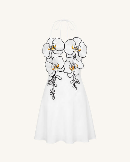 Orchid Embroidered Halter Mini Dress - Light Green