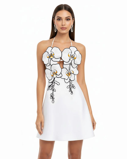 Orchid Embroidered Halter Mini Dress - Light Green