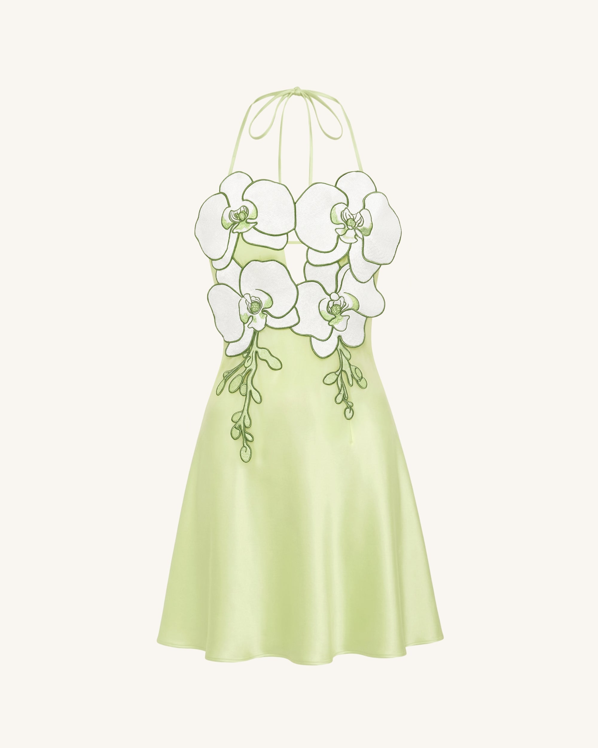 Orchid Embroidered Halter Mini Dress - White